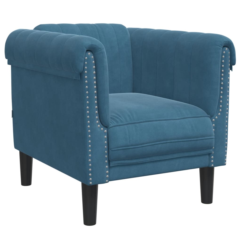 3-delige Loungeset fluweel blauw