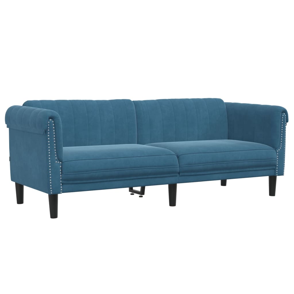 3-delige Loungeset fluweel blauw