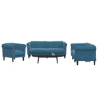 3-delige Loungeset fluweel blauw