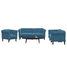 3-delige Loungeset fluweel blauw