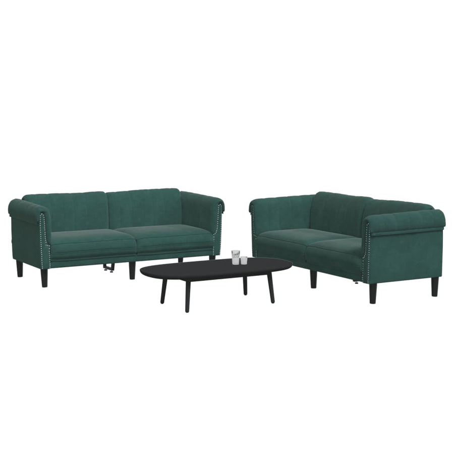 2-delige Loungeset fluweel donkergroen