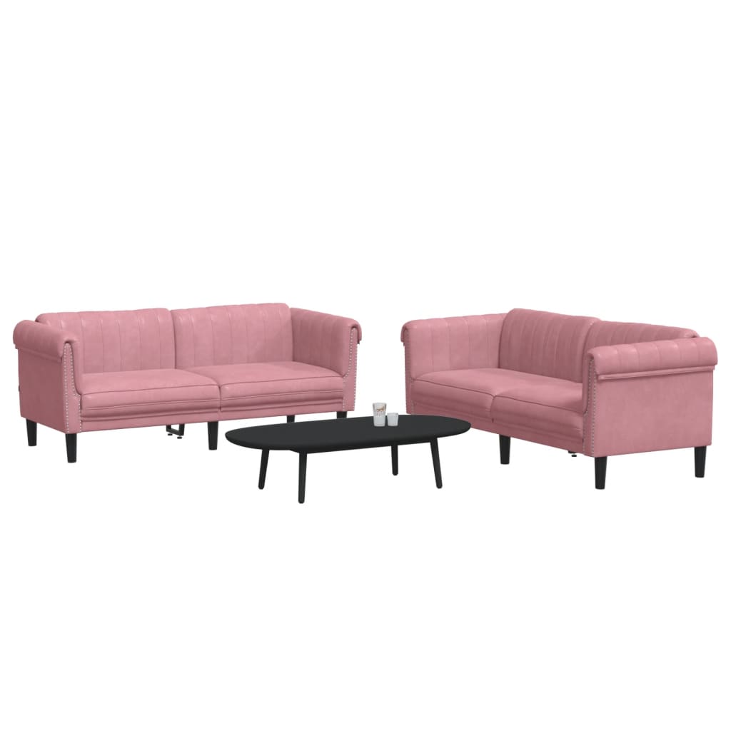 2-delige Loungeset fluweel roze