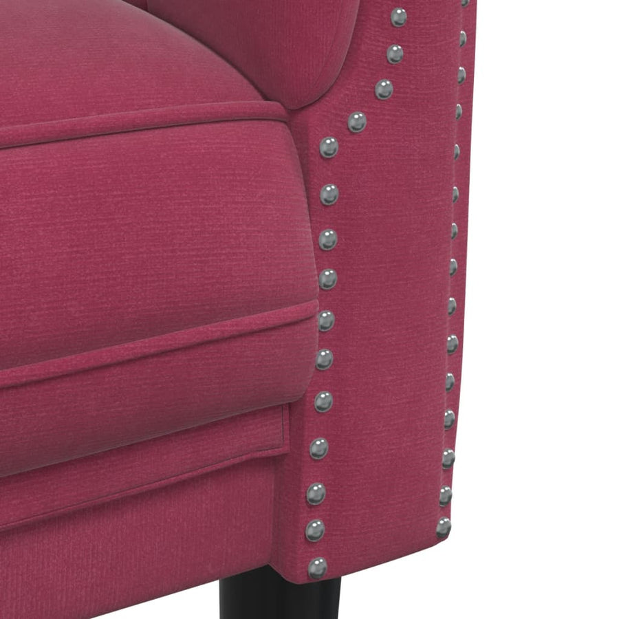 2-delige Loungeset fluweel wijnrood