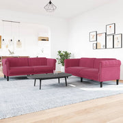 Loungeset 2-delig fluweel wijnrood