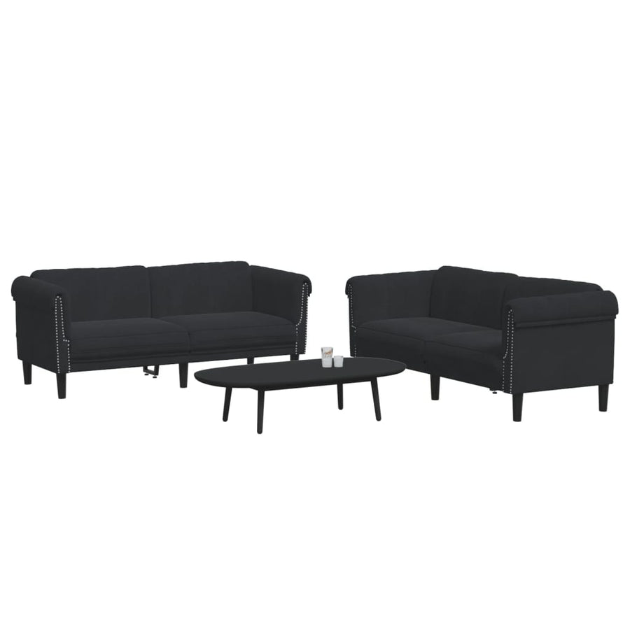2-delige Loungeset fluweel zwart