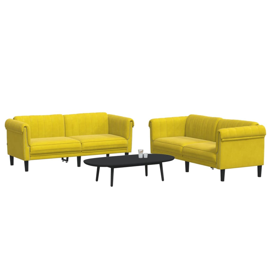 2-delige Loungeset fluweel geel