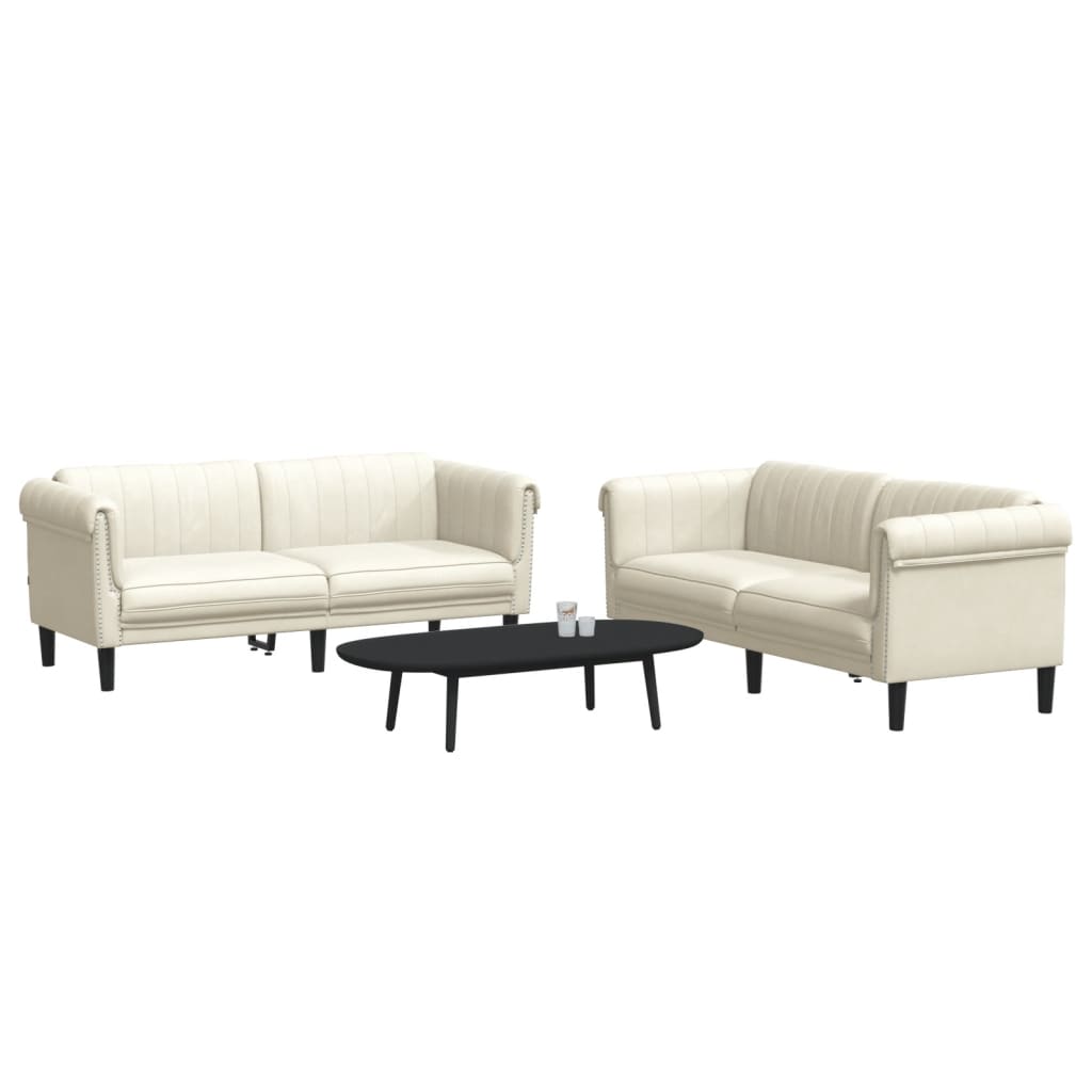 2-delige Loungeset fluweel crèmekleurig