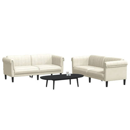 2-delige Loungeset fluweel crèmekleurig