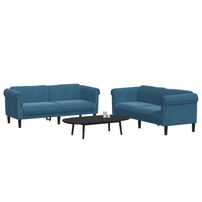 2-delige Loungeset fluweel blauw