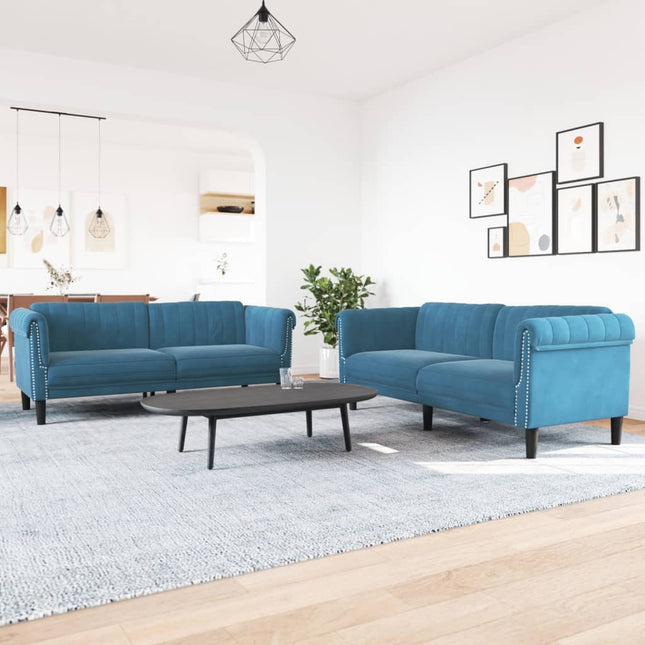 2-delige Loungeset fluweel blauw