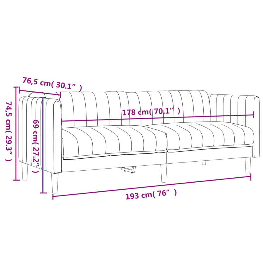 3-delige Loungeset stof donkerbruin