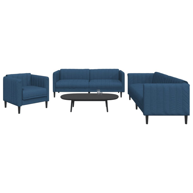 3-delige Loungeset stof blauw