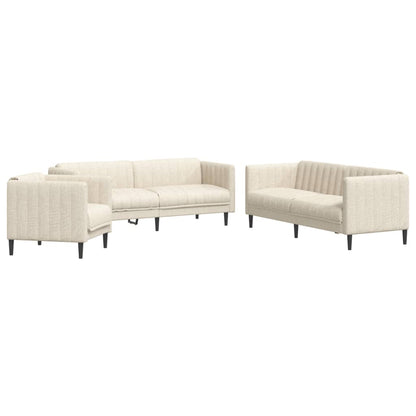 3-delige Loungeset stof crèmekleurig