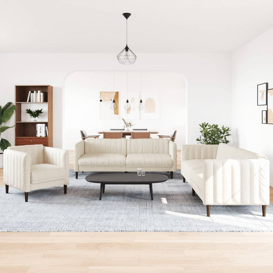 3-delige Loungeset stof crèmekleurig