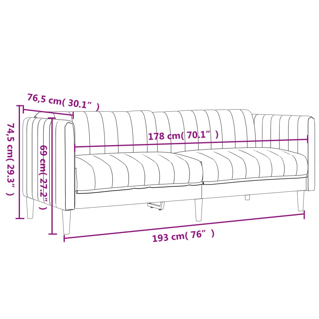 3-delige Loungeset stof crèmekleurig