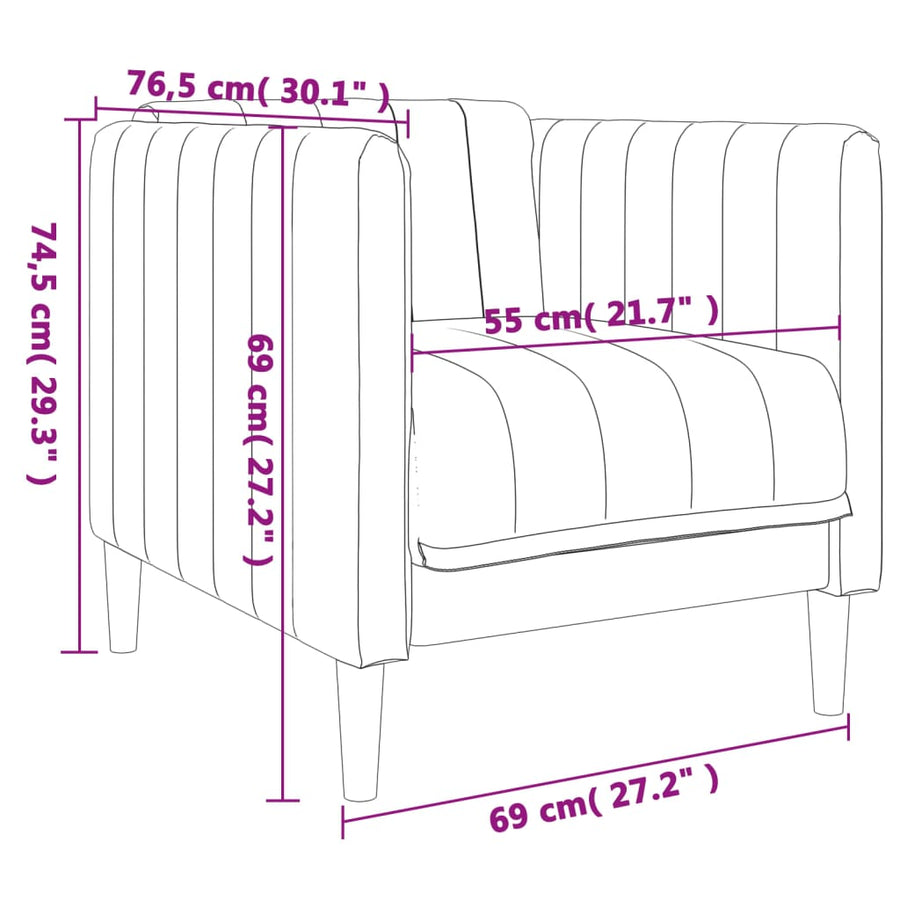 3-delige Loungeset stof crèmekleurig