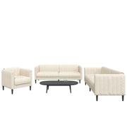 Loungeset 3-delig stof crèmekleurig