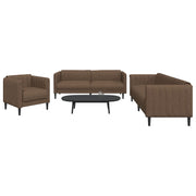 Loungeset stof bruin 3-delig