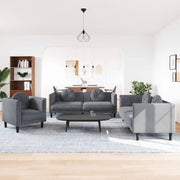 3-piece Lounge Set with cushions velvet dark grey