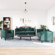 3-piece Lounge Set with Cushions Velvet Dark Green
