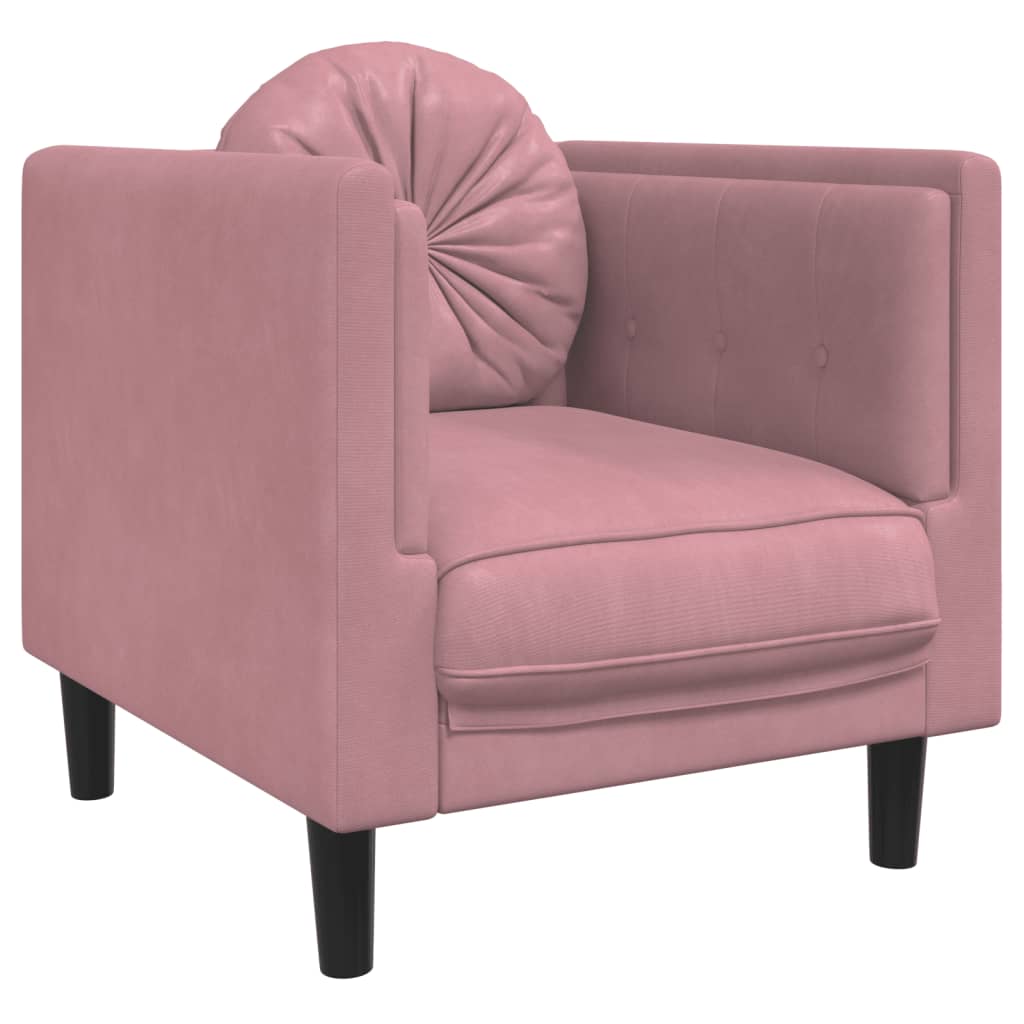3-delige Loungeset met kussens fluweel roze