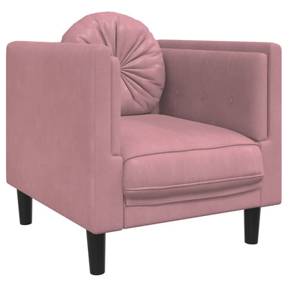 3-delige Loungeset met kussens fluweel roze