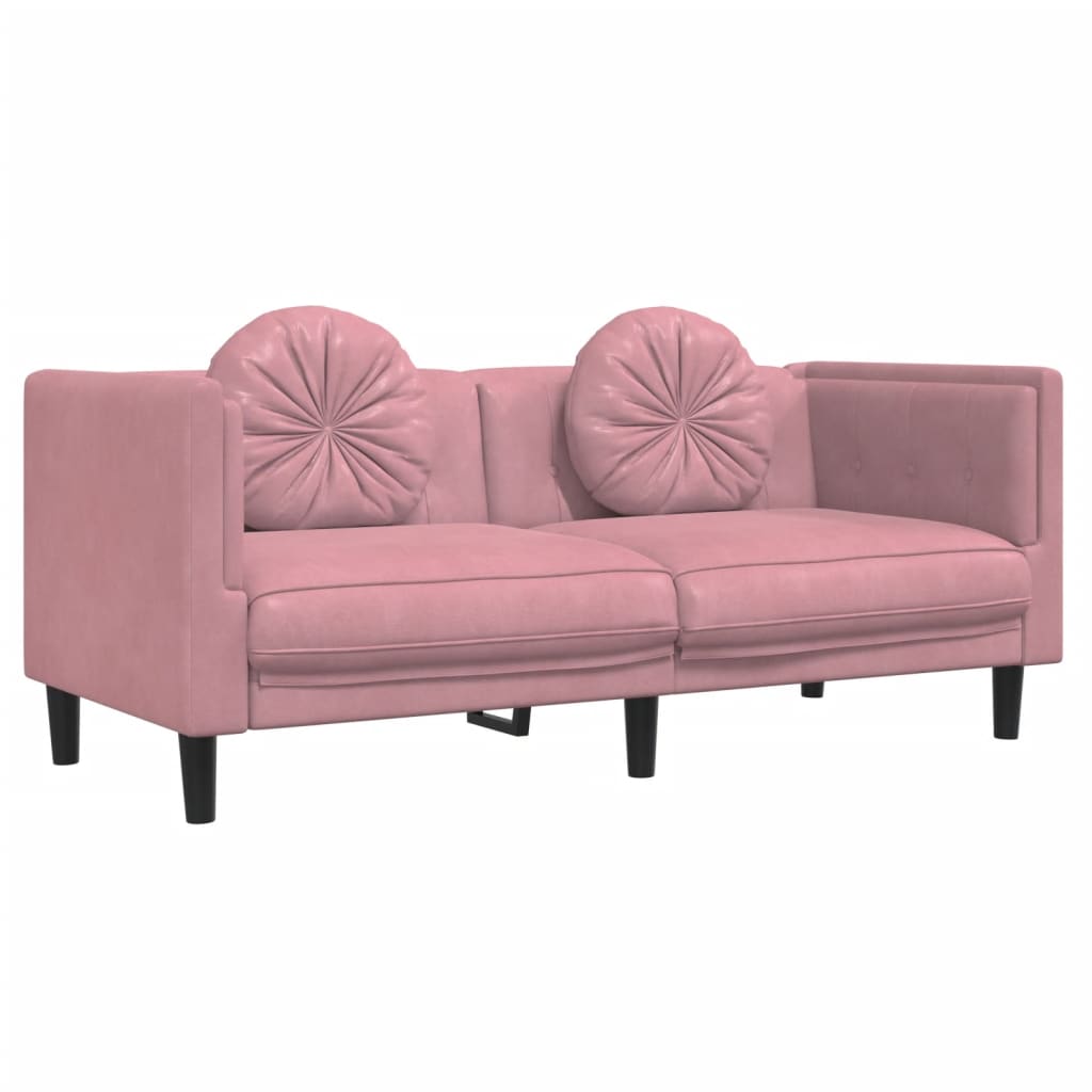 3-delige Loungeset met kussens fluweel roze