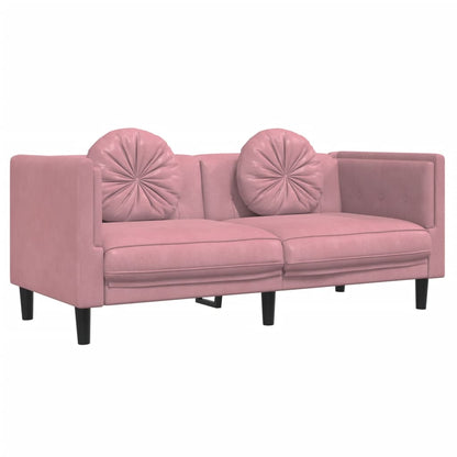 3-delige Loungeset met kussens fluweel roze