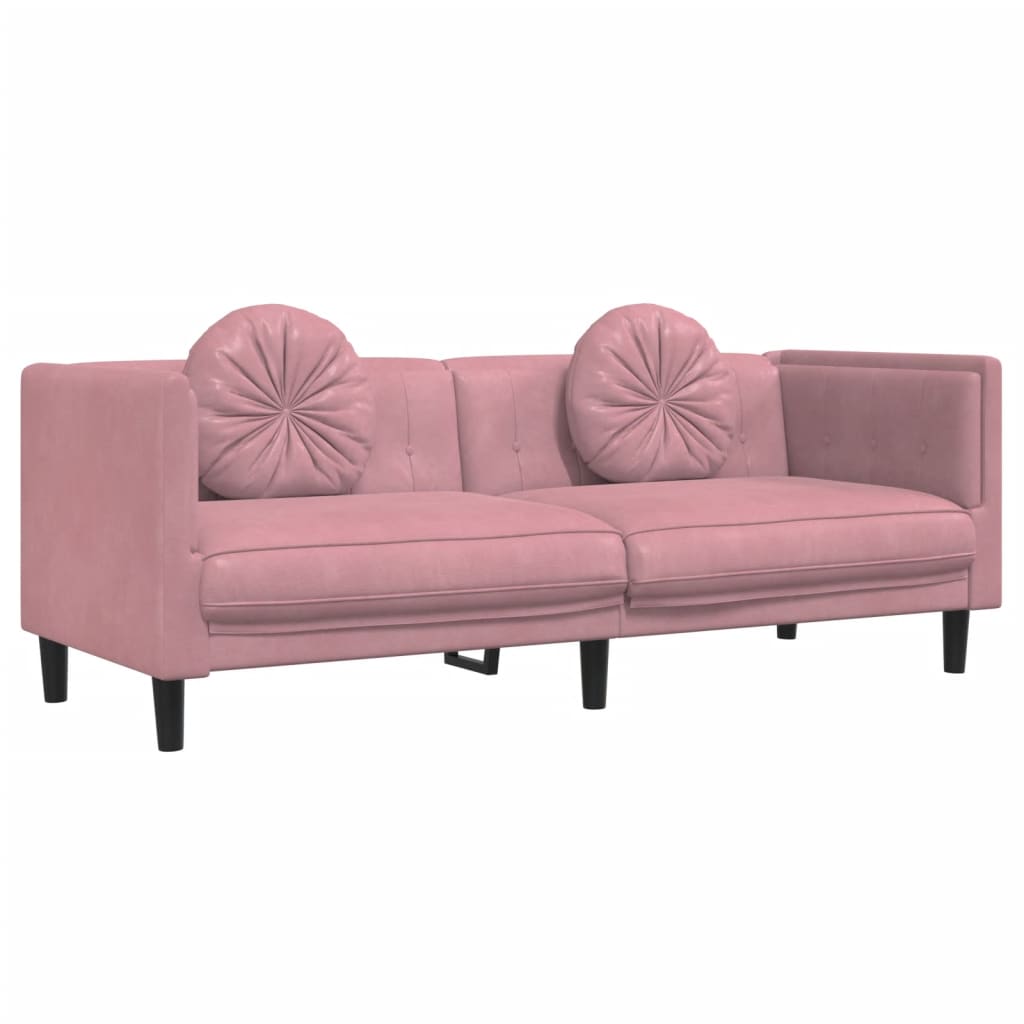 3-delige Loungeset met kussens fluweel roze