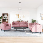 3-delige Loungeset met kussens fluweel roze