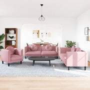 3-piece Velvet Pink Lounge Set with cushions