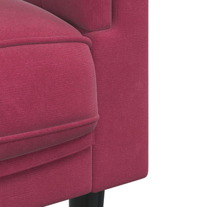 3-delige Loungeset met kussens fluweel wijnrood