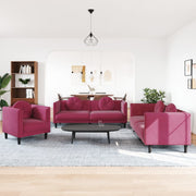 Loungeset 3-delig fluweel wijnrood