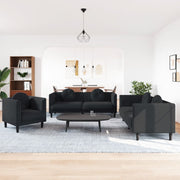 3-piece Lounge Set with Cushions Velvet Black
