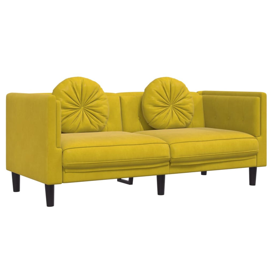 3-delige Loungeset met kussens fluweel geel