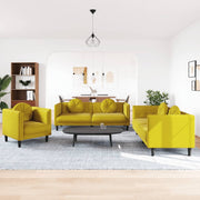 3-piece Lounge Set with cushions velvet yellow