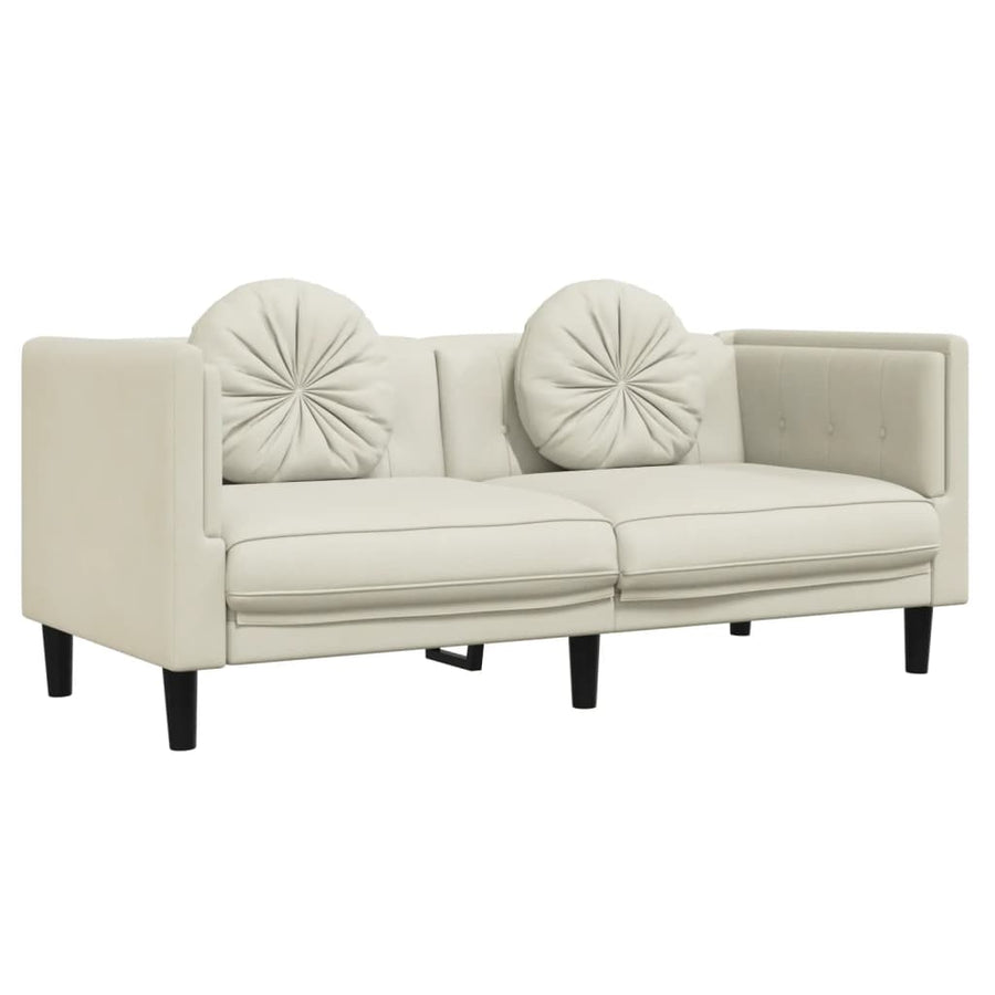 3-delige Loungeset met kussens fluweel crèmekleurig
