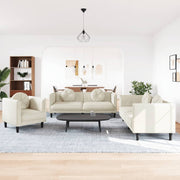 3-piece Lounge Set with Cushions Velvet Cream