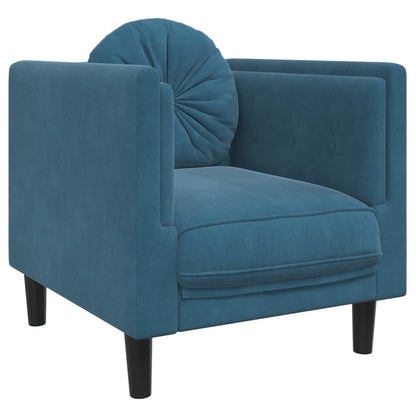 3-delige Loungeset met kussens fluweel blauw