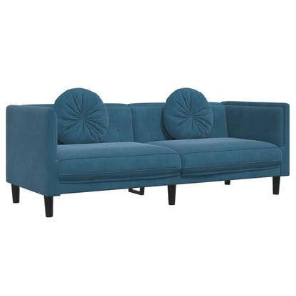 3-delige Loungeset met kussens fluweel blauw