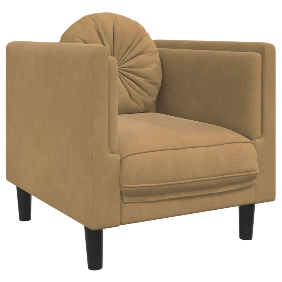 3-delige Loungeset met kussens fluweel bruin