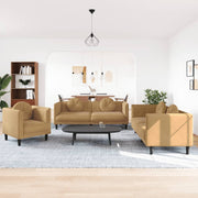 3-piece Lounge Set with Cushions Velvet Brown