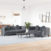 2-Piece Lounge Set with Cushions Velvet Dark Grey