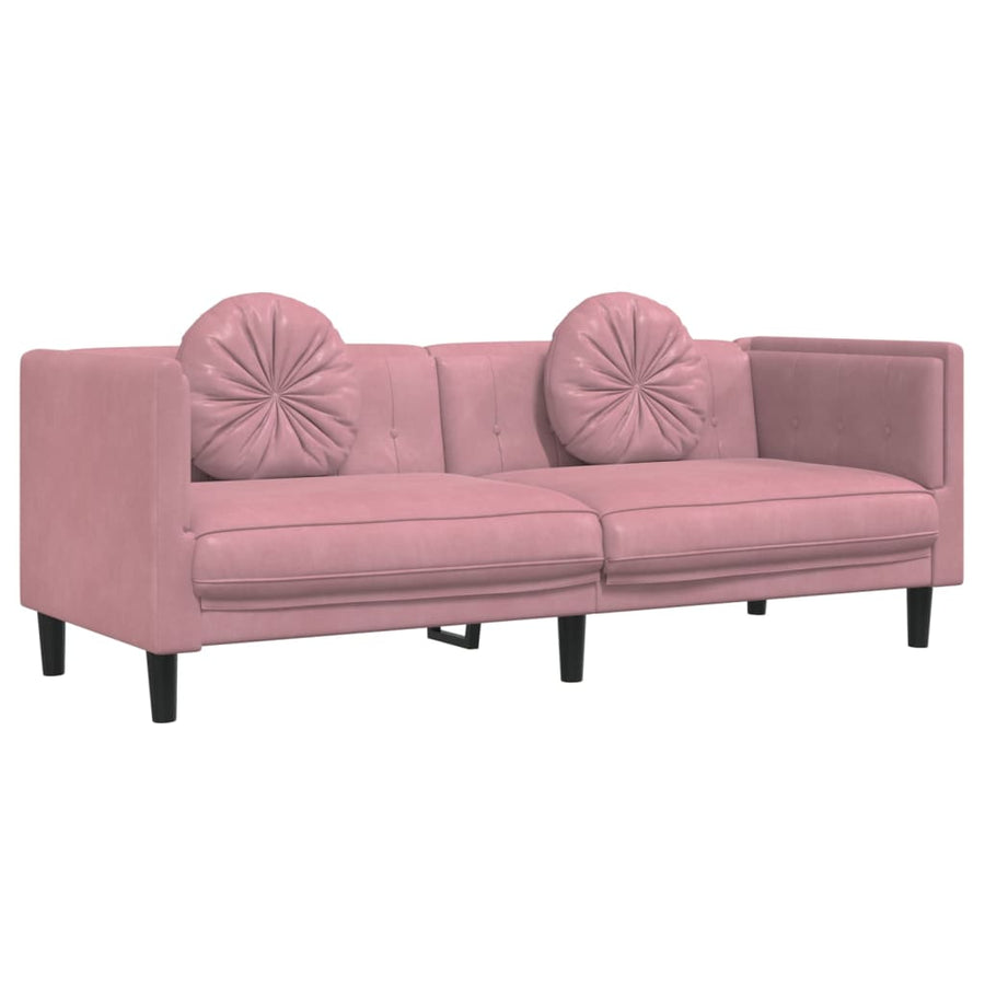 2-delige Loungeset met kussens fluweel roze