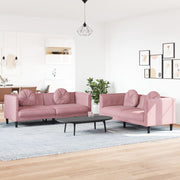2-piece Lounge Set with cushions velvet pink