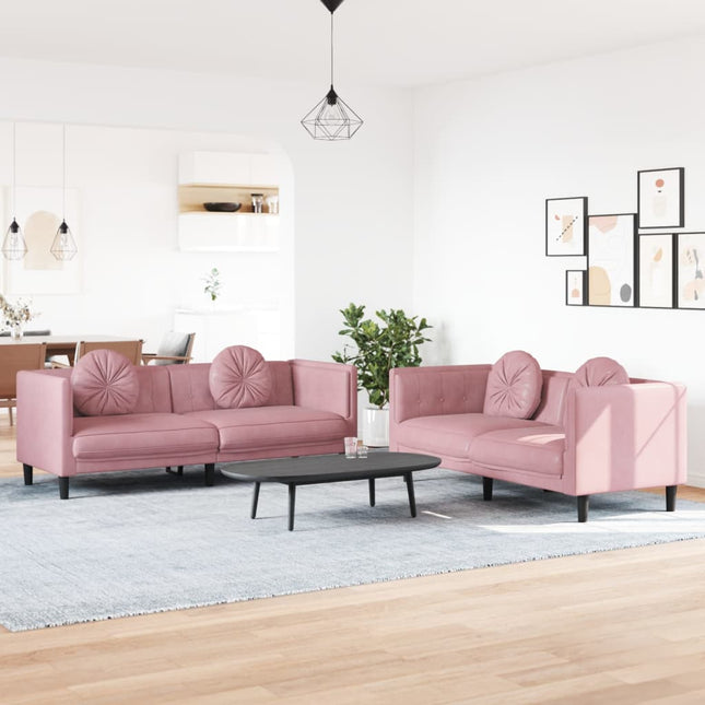 2-delige Loungeset met kussens fluweel roze