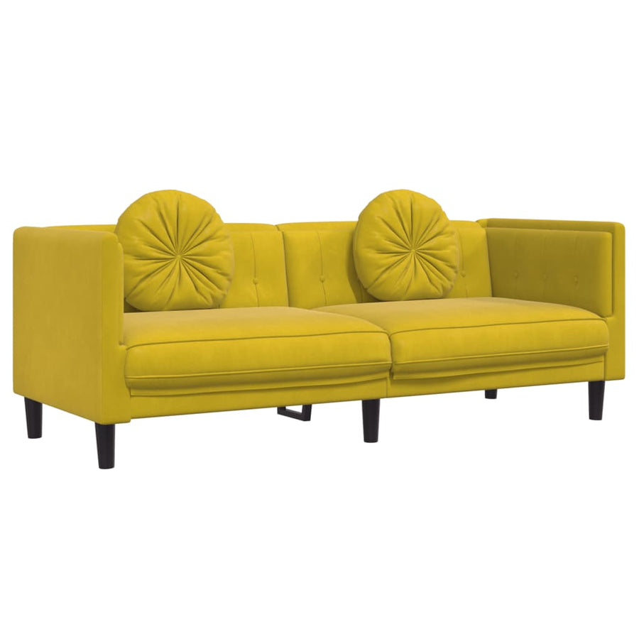 2-delige Loungeset met kussens fluweel geel