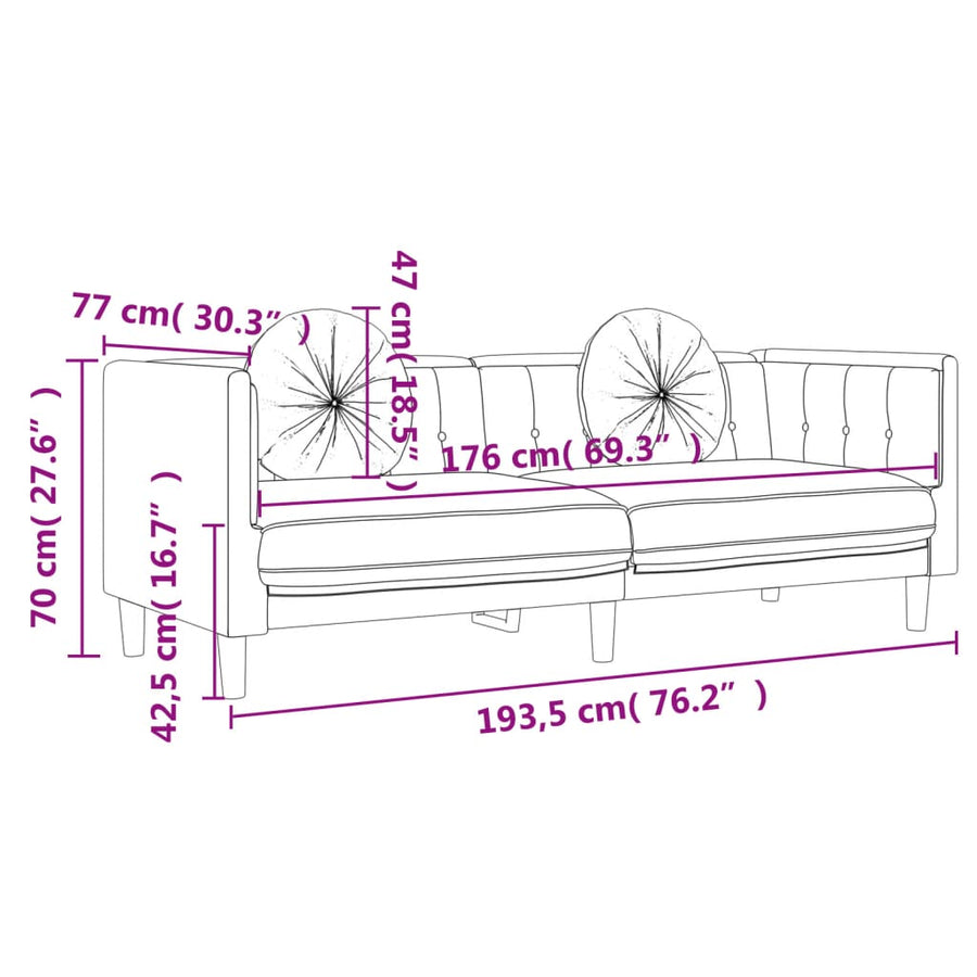 2-delige Loungeset met kussens fluweel geel