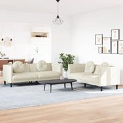 2-piece Lounge Set with Cushions Velvet Cream