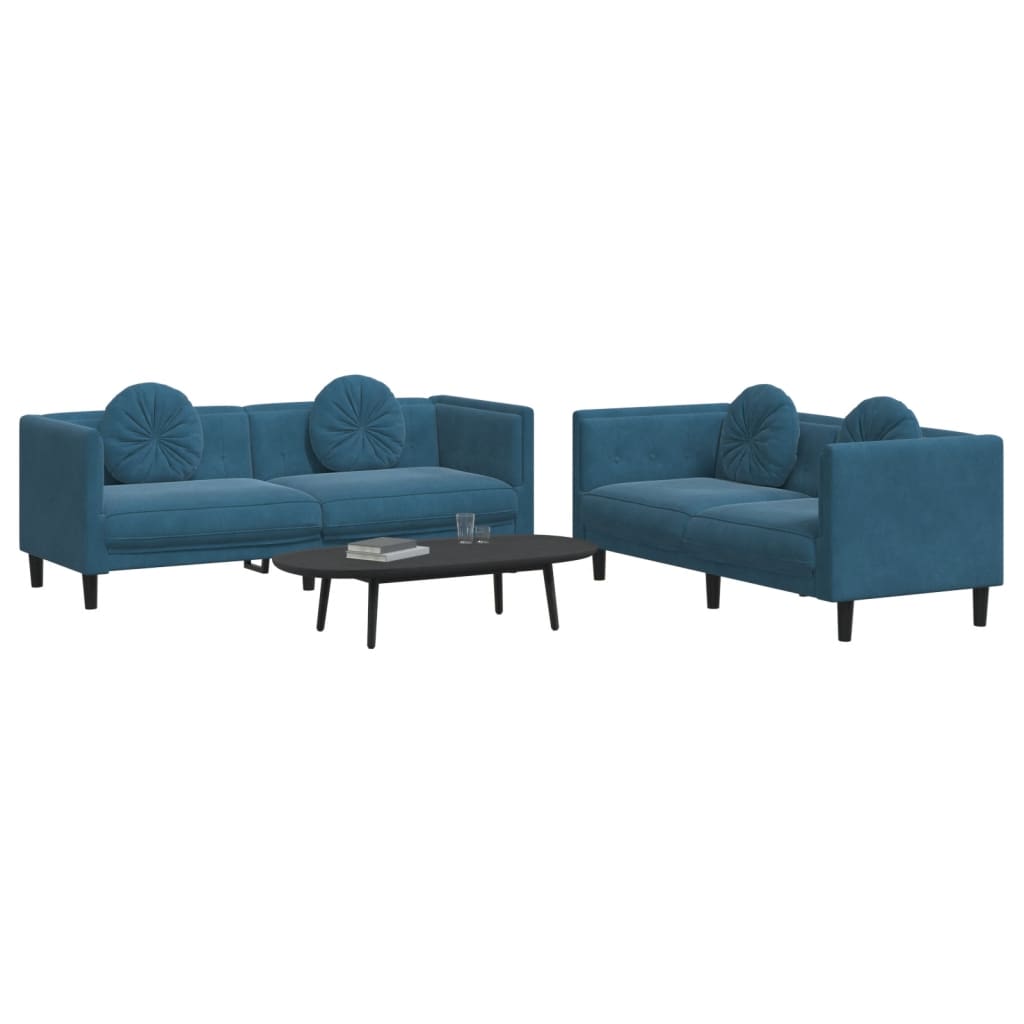 2-delige Loungeset met kussens fluweel blauw
